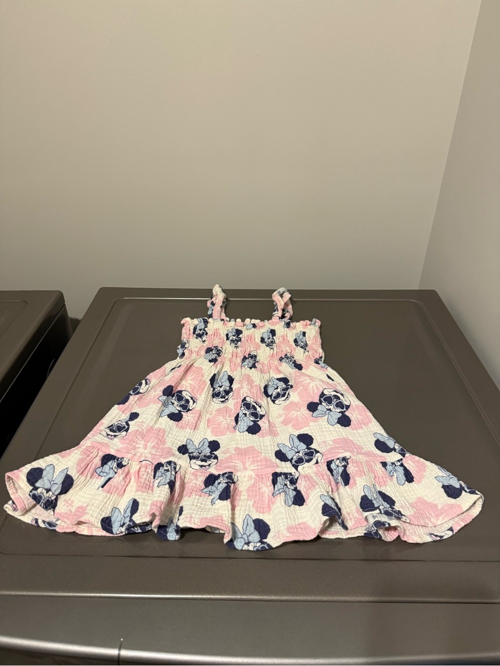 Disney Pink and Navy Floral Sundress with Ruffle Hem